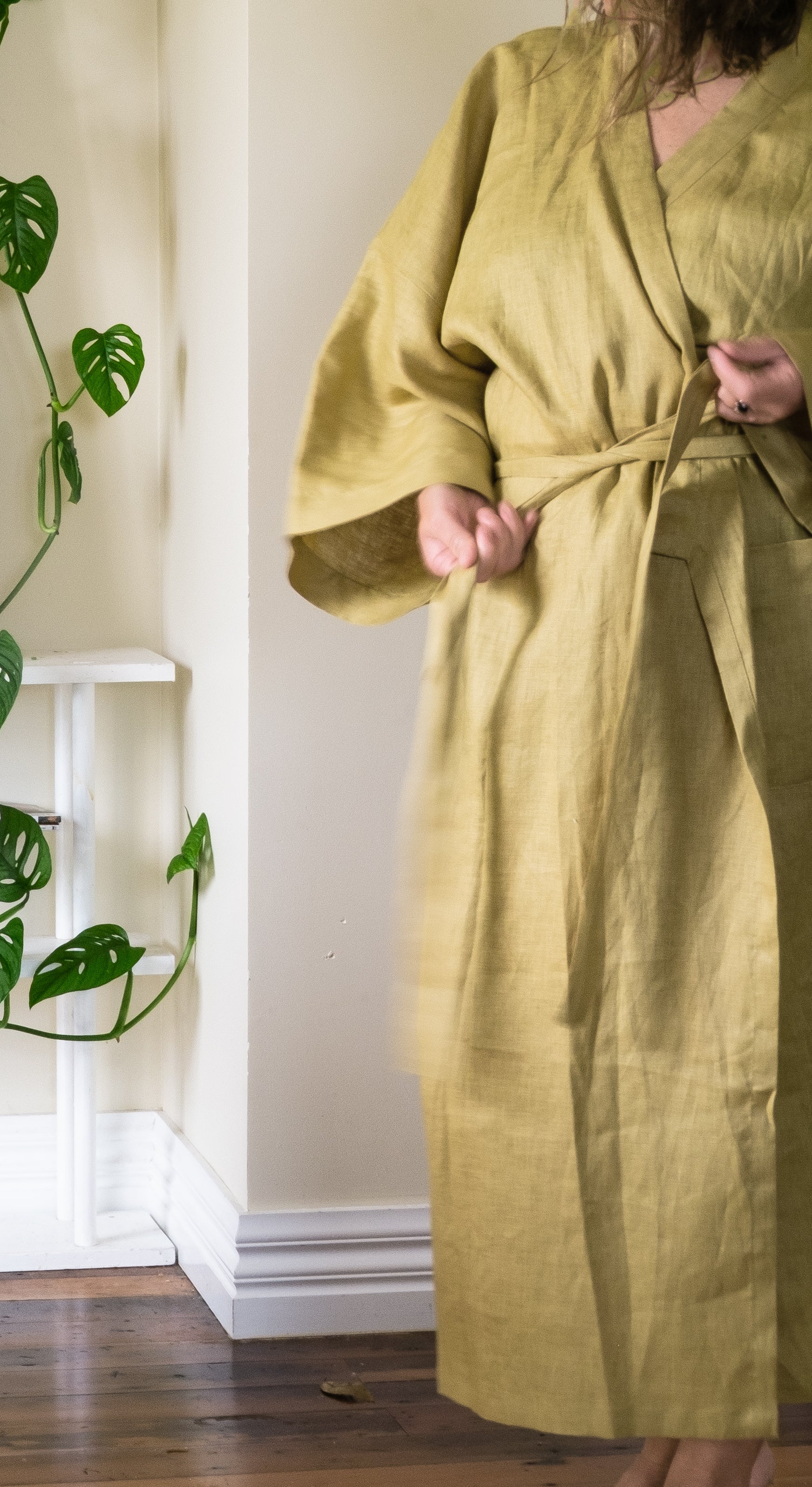 Linen Robe - Leaf