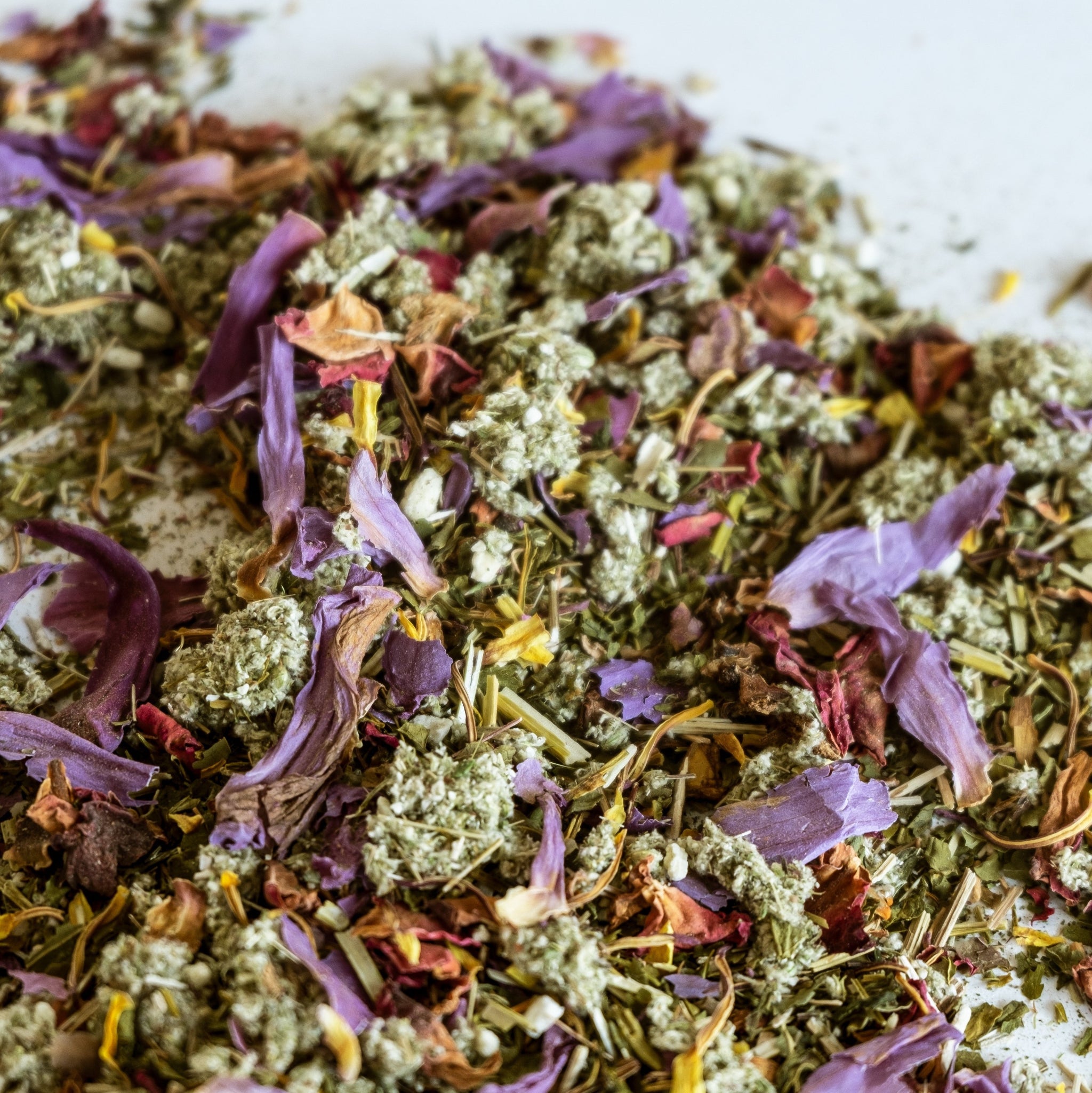 A pile of colourful dried herbs.
