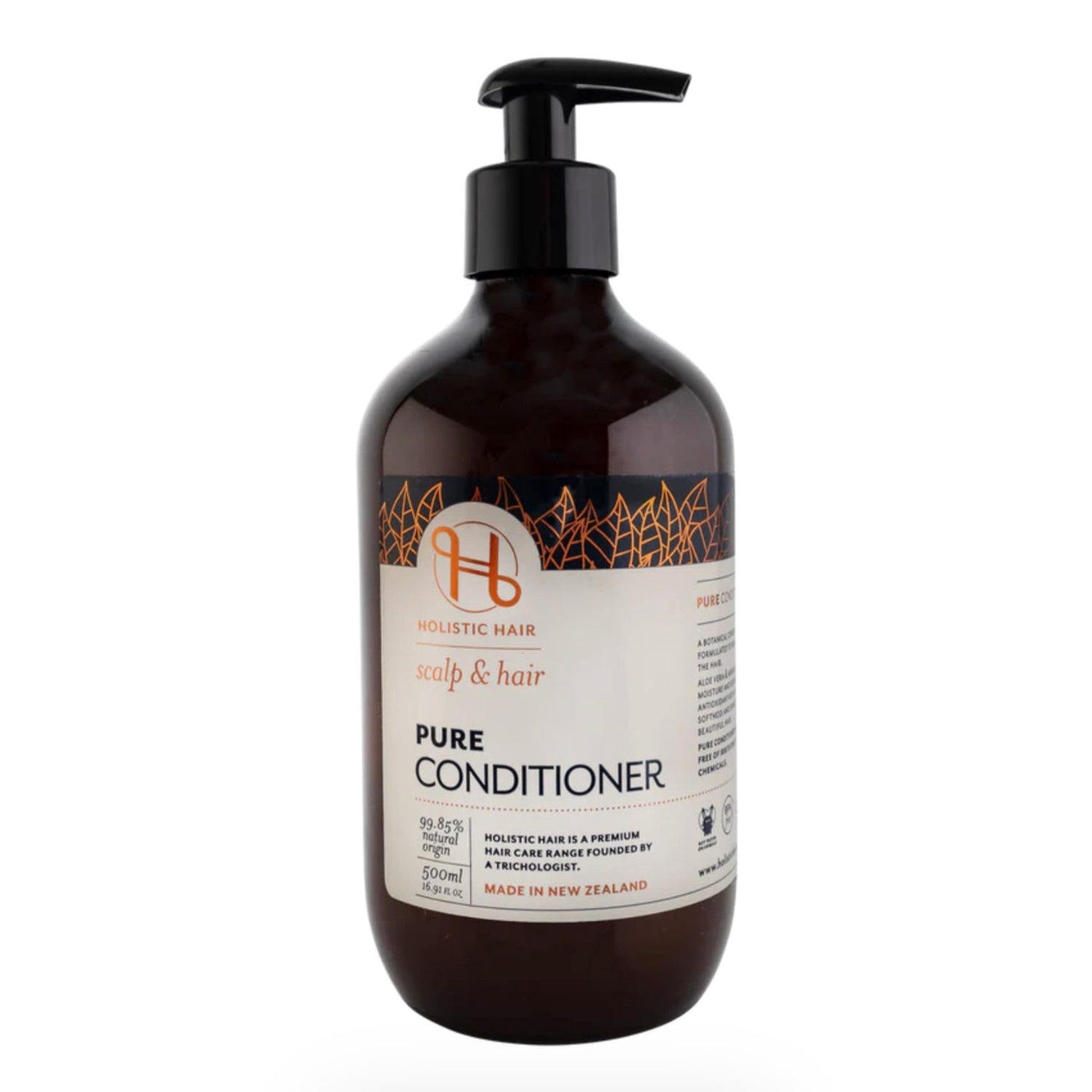 500mL bottle of Holistic Hair Pure conditioner on white background.