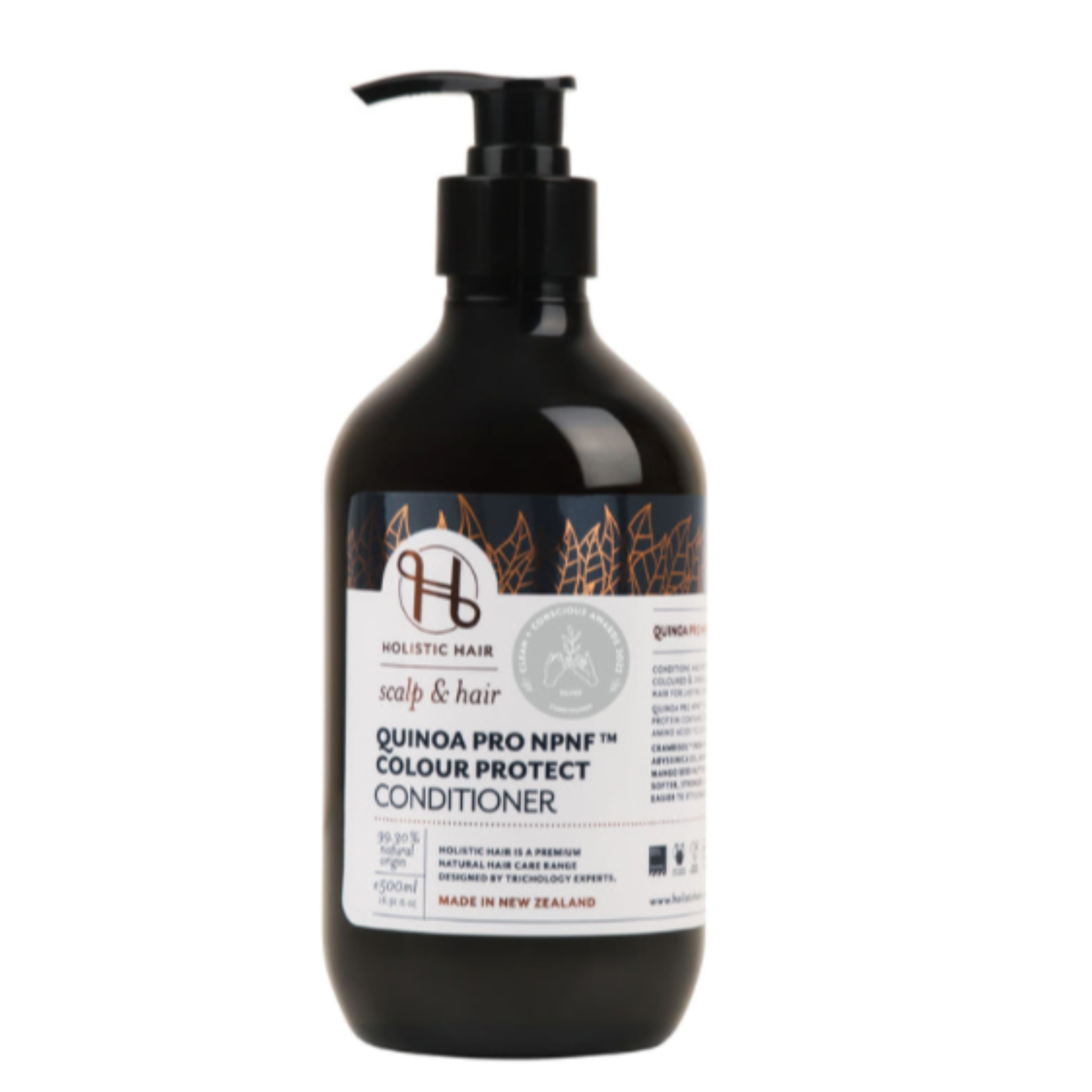500mL brown bottle of Quinoa Conditioner by Holistic Hair.