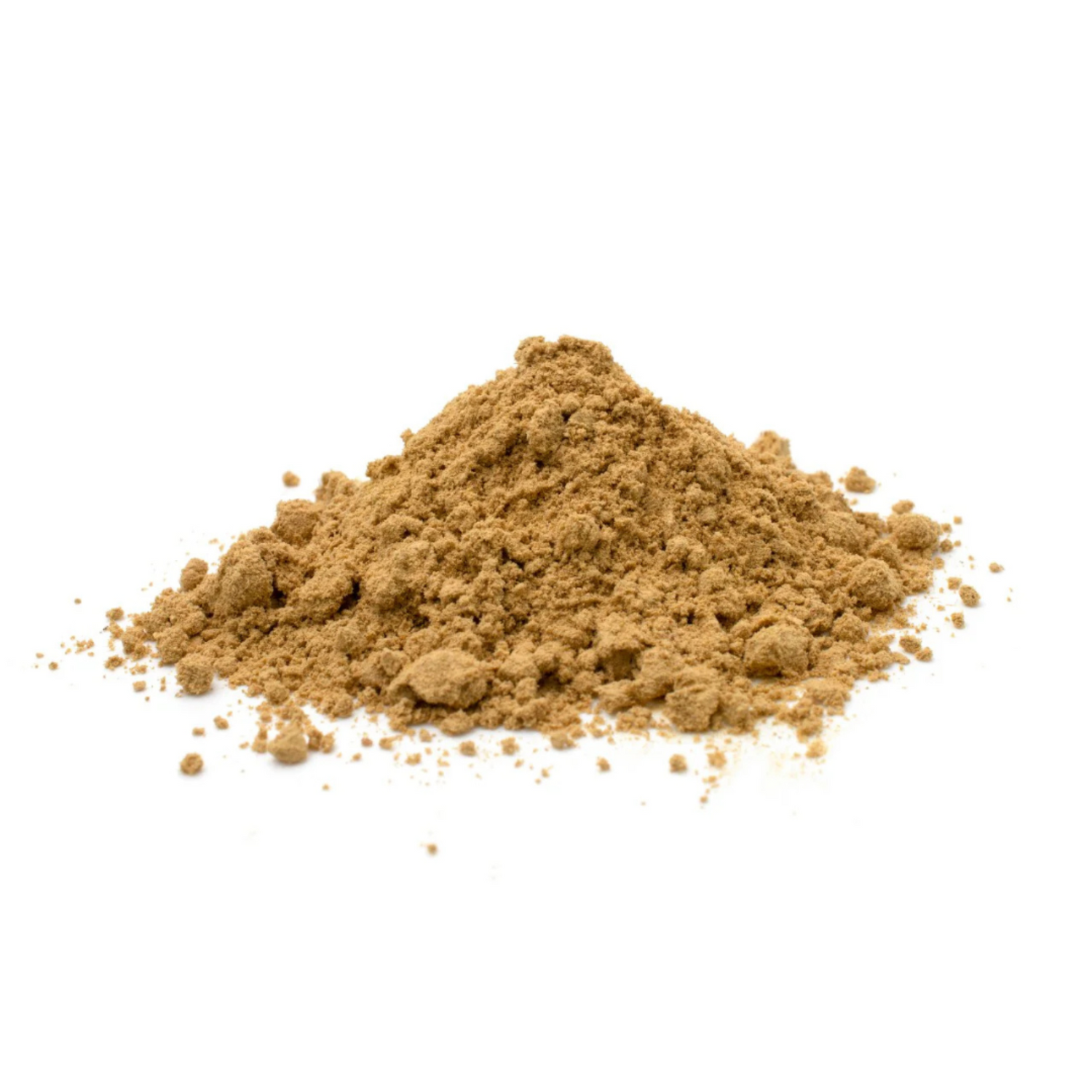 A small pile of sandalwood powder on a white surface.
