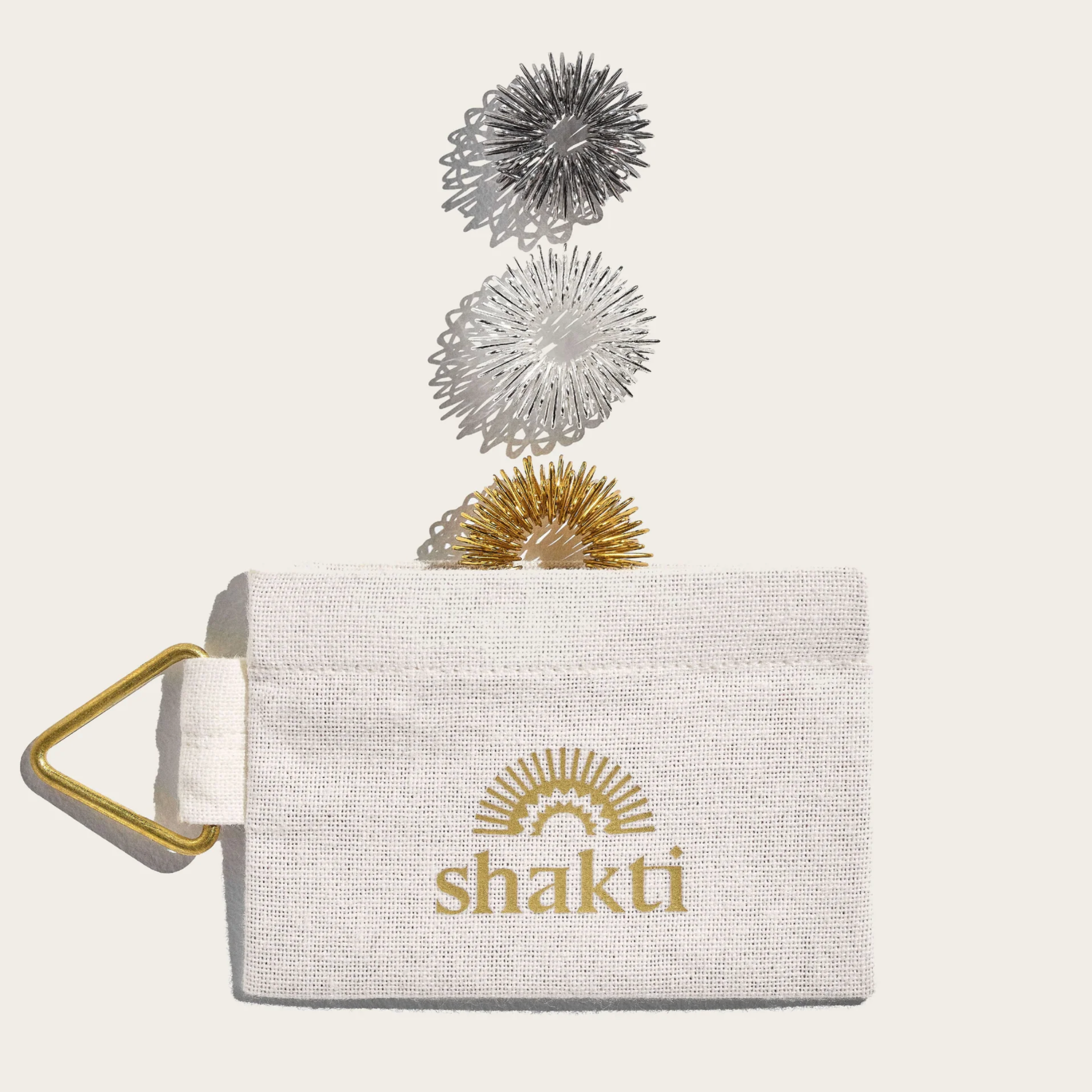 White clutch bag with gold handle and &