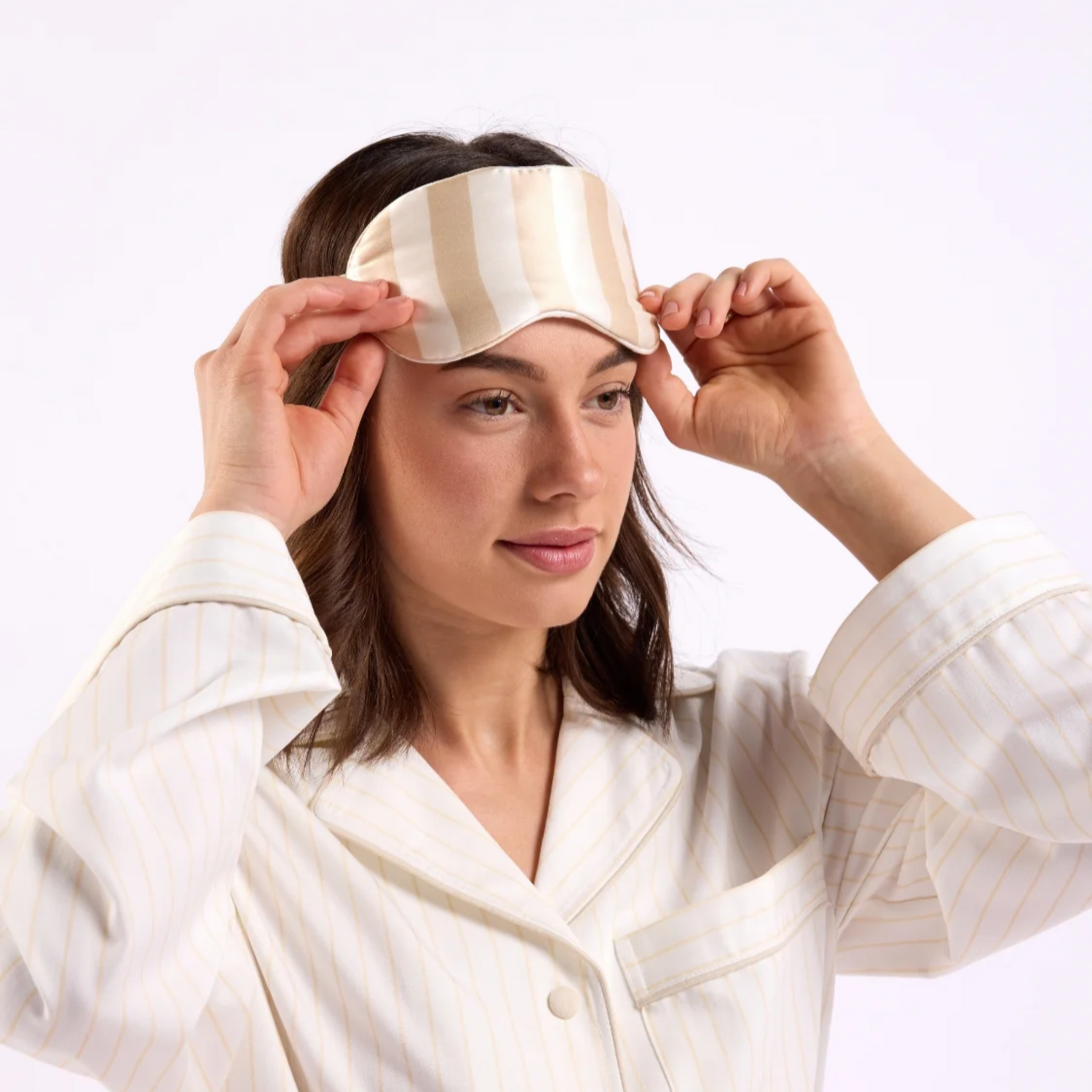 Silk Eye Mask - Biscotti Stripes