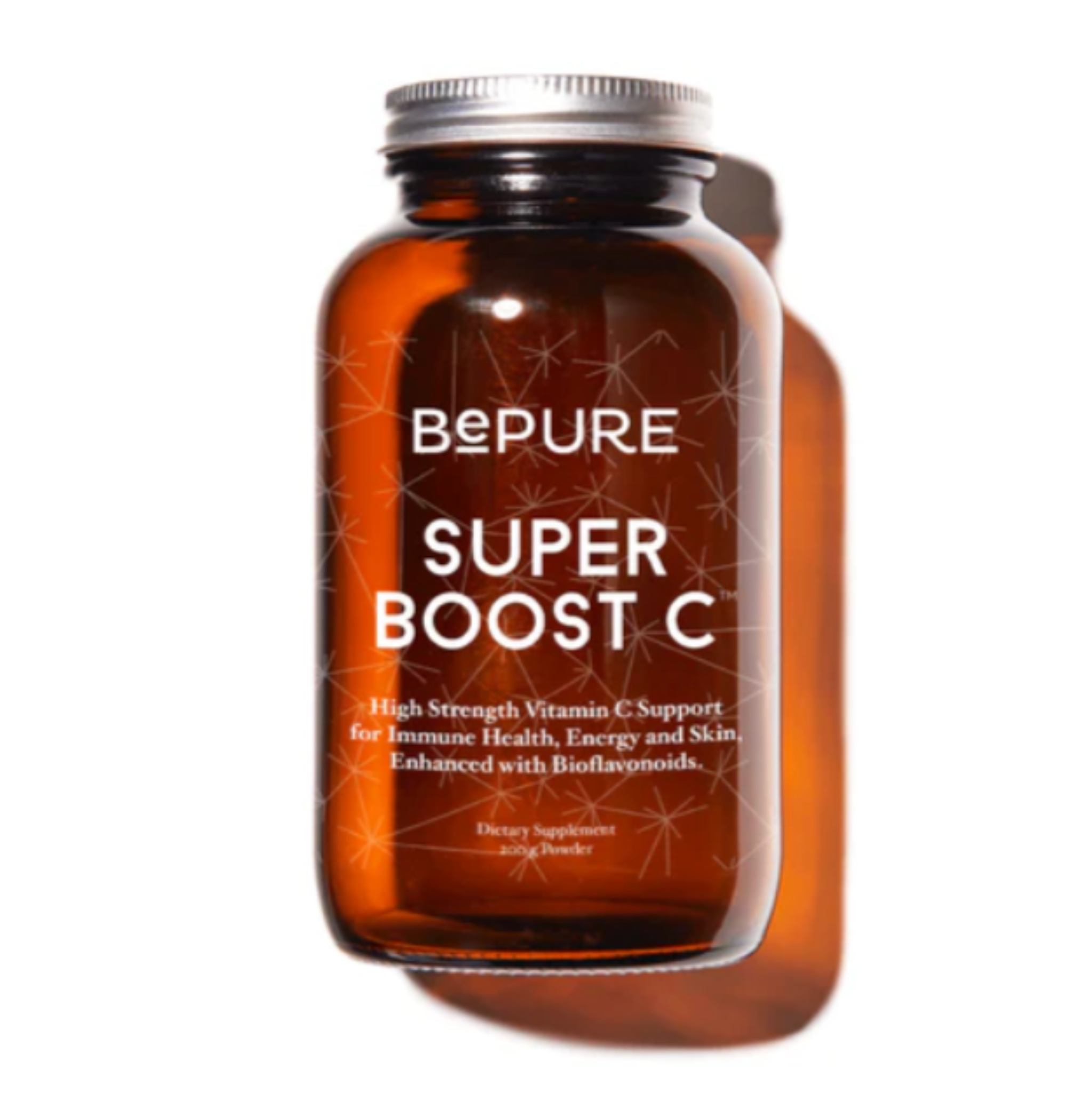 Amber glass supplement bottle labeled &