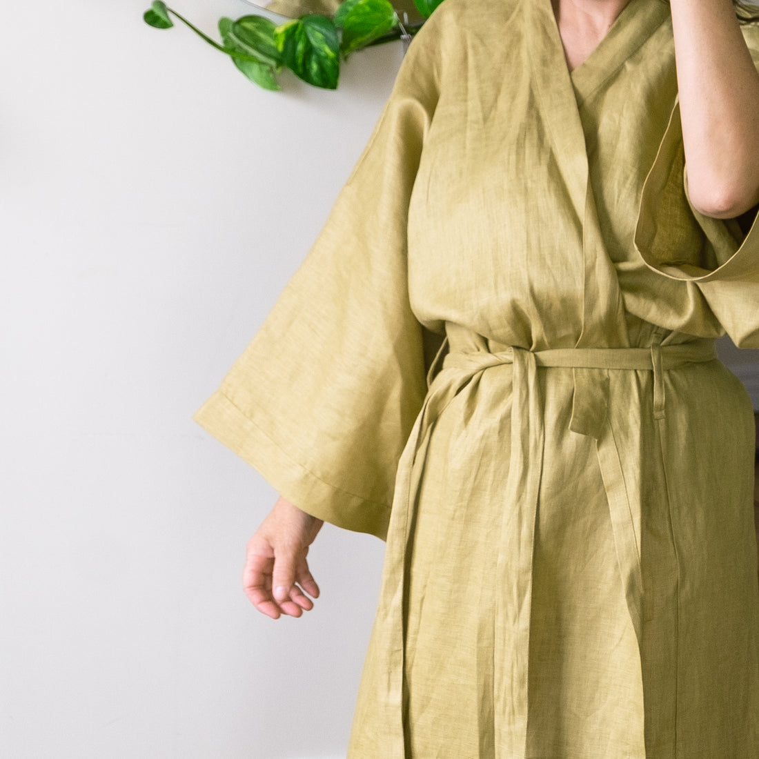 Linen Robe - Leaf