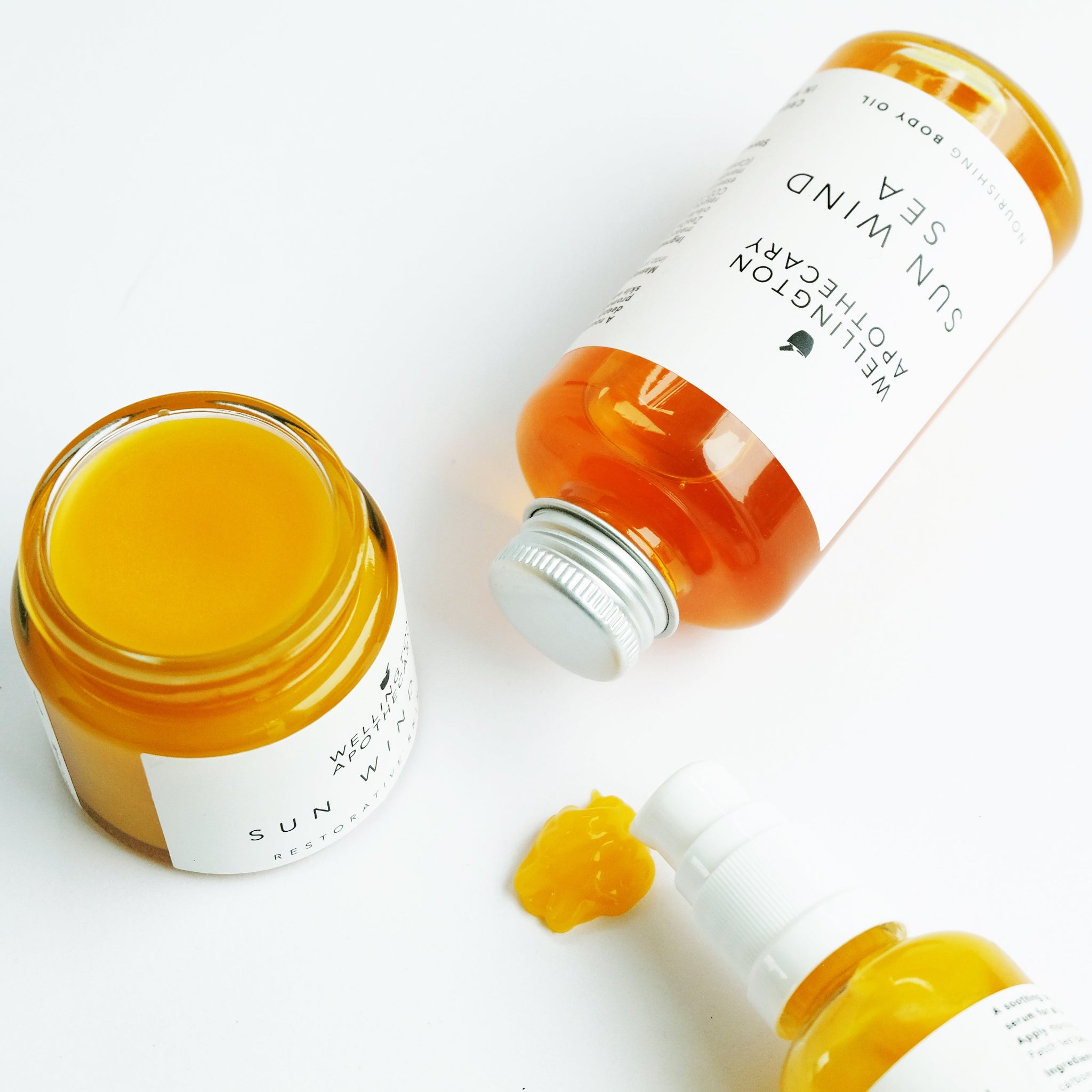 Sun Wind Sea skincare products with visible labels on a white background