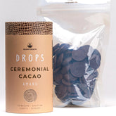 Ceremonial cacao product with packaging on a white background