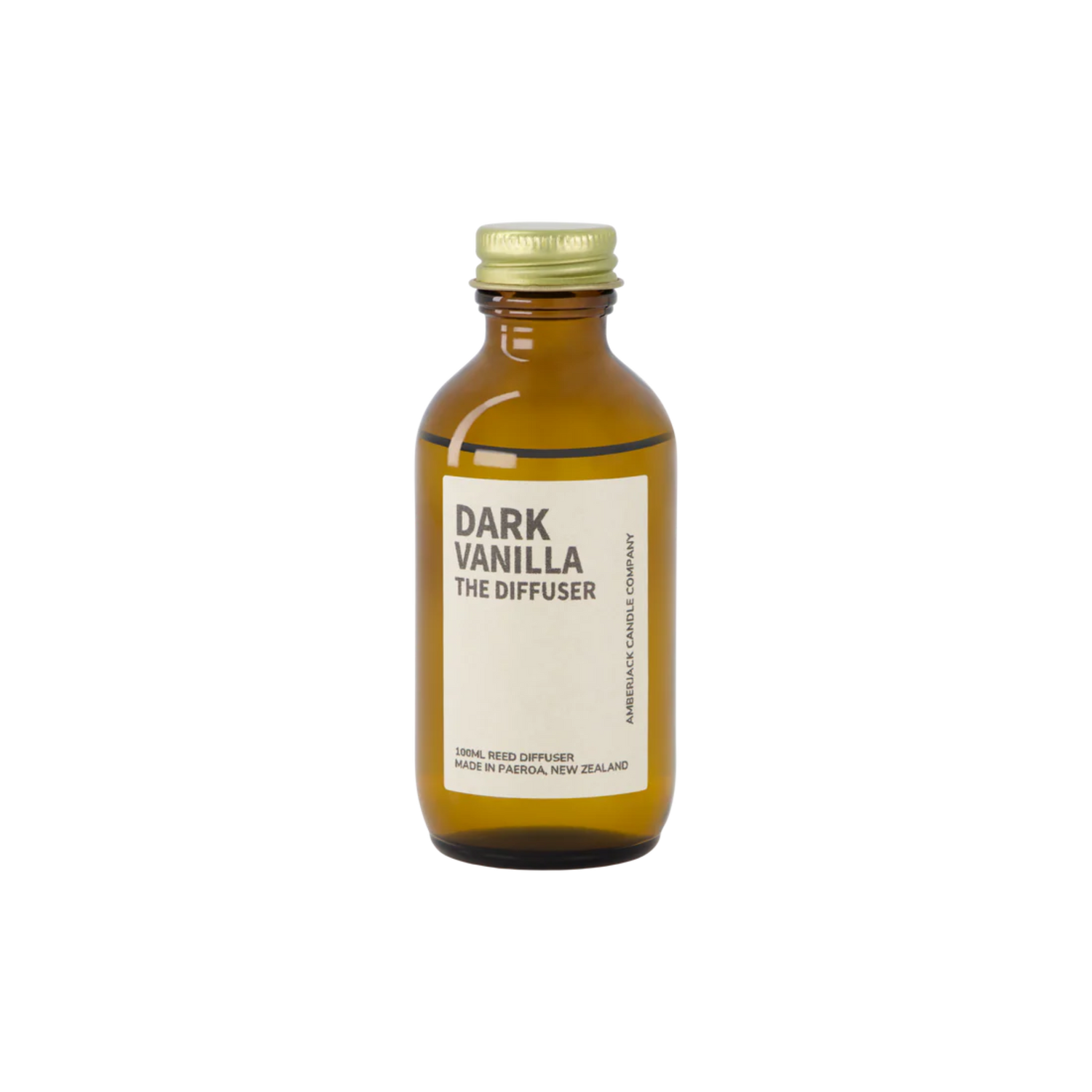 An amber bottle of Dark Vanilla scent for reed diffuser. 