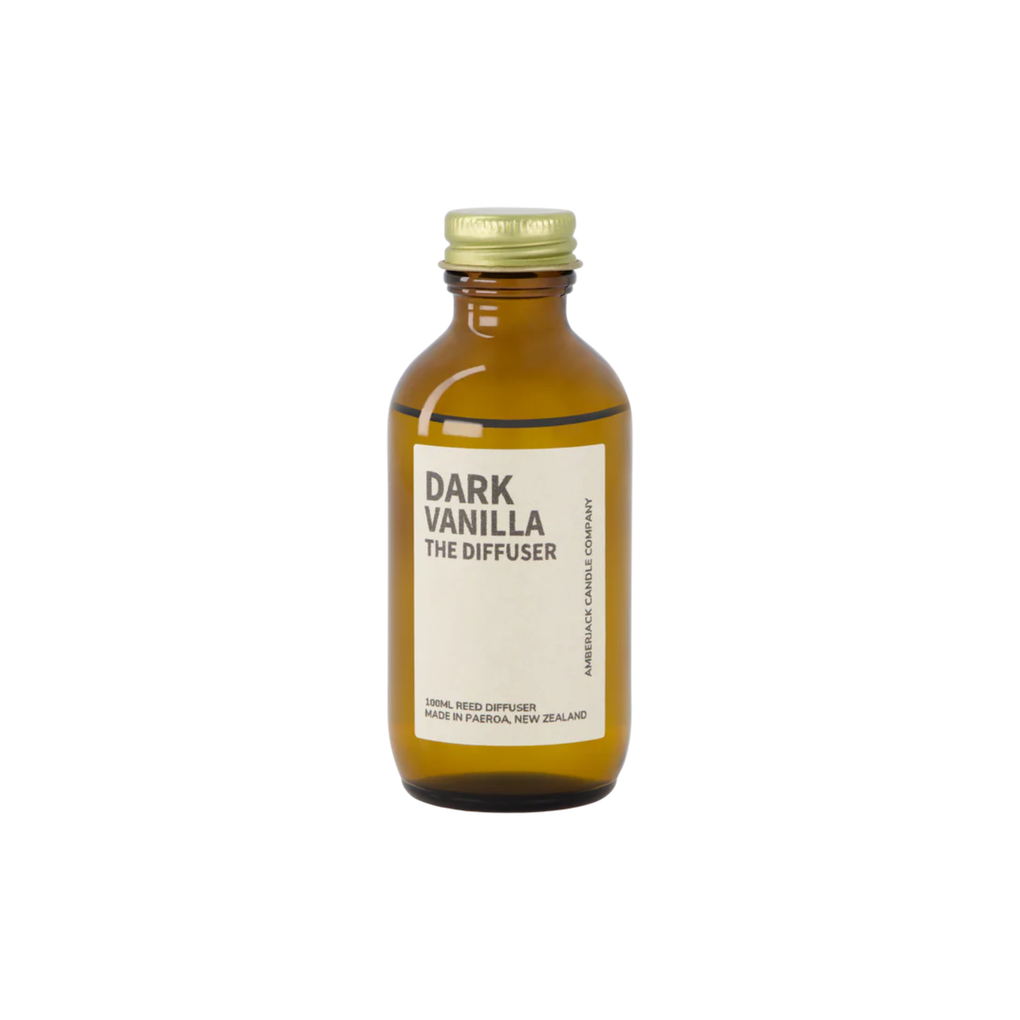 An amber bottle of Dark Vanilla scent for reed diffuser. 