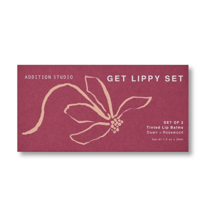Addition Studio Get Lippy Set packaging with a floral design on a white background