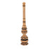 Wooden cacao whisk with decorative design on a white background.