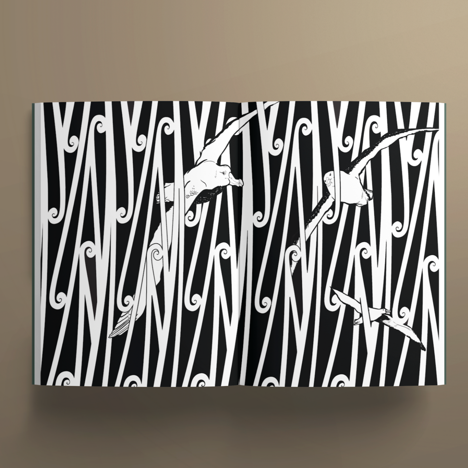 Black and white koru design with Albatros