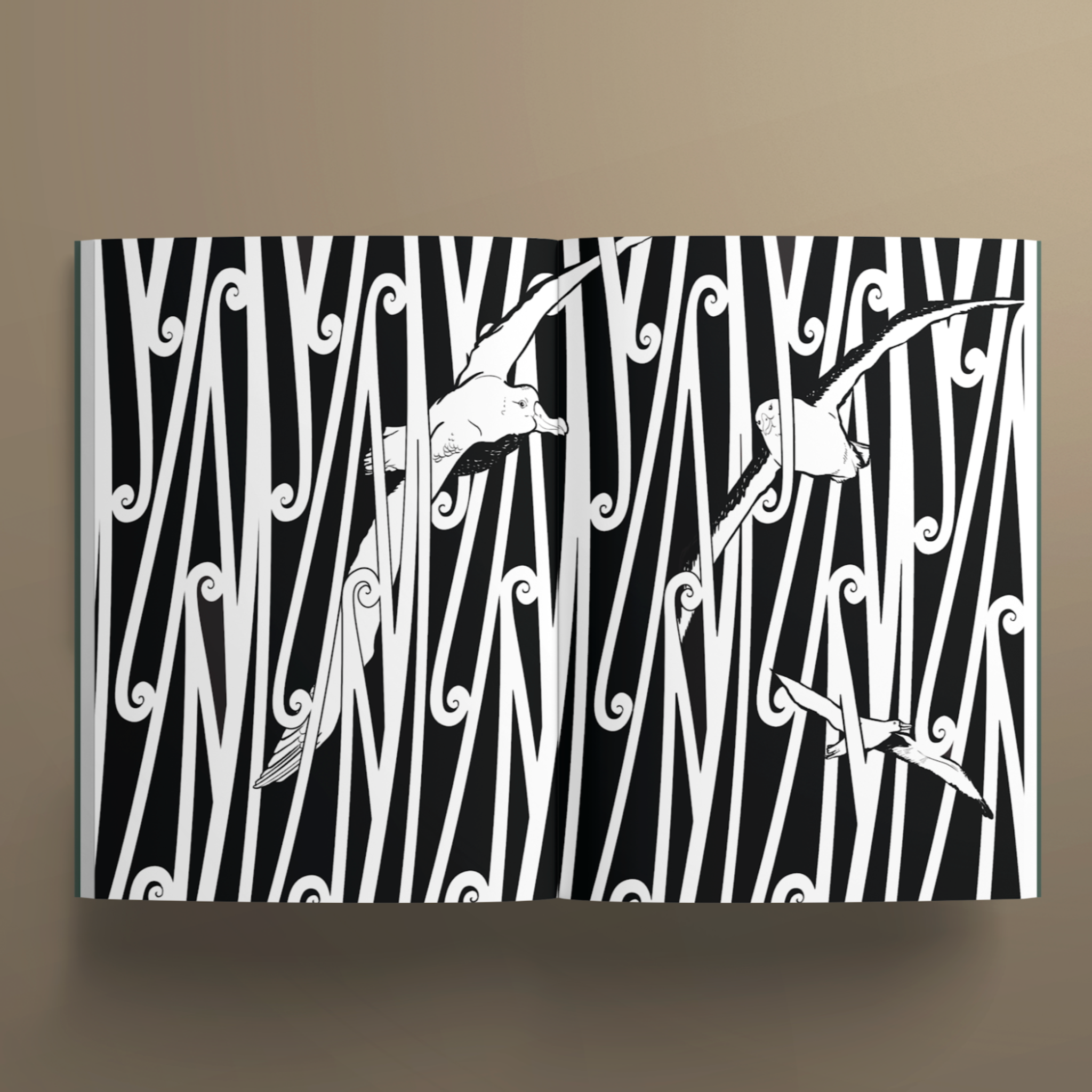 Black and white koru design with Albatros