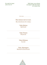 Text-based interface with Maori phrases and translations on a white background