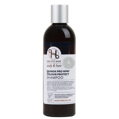 250mL brown bottle of Quinoa Shampoo by Holistic Hair.