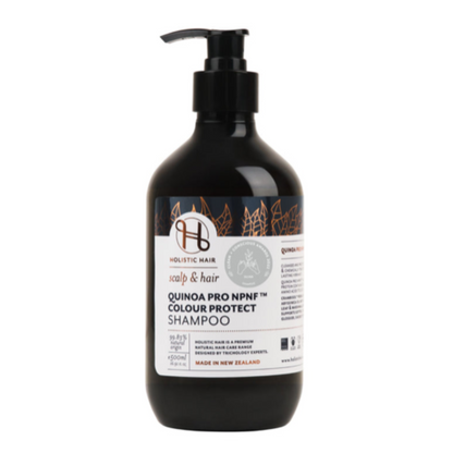 500mL brown bottle of Quinoa Shampoo by Holistic Hair.