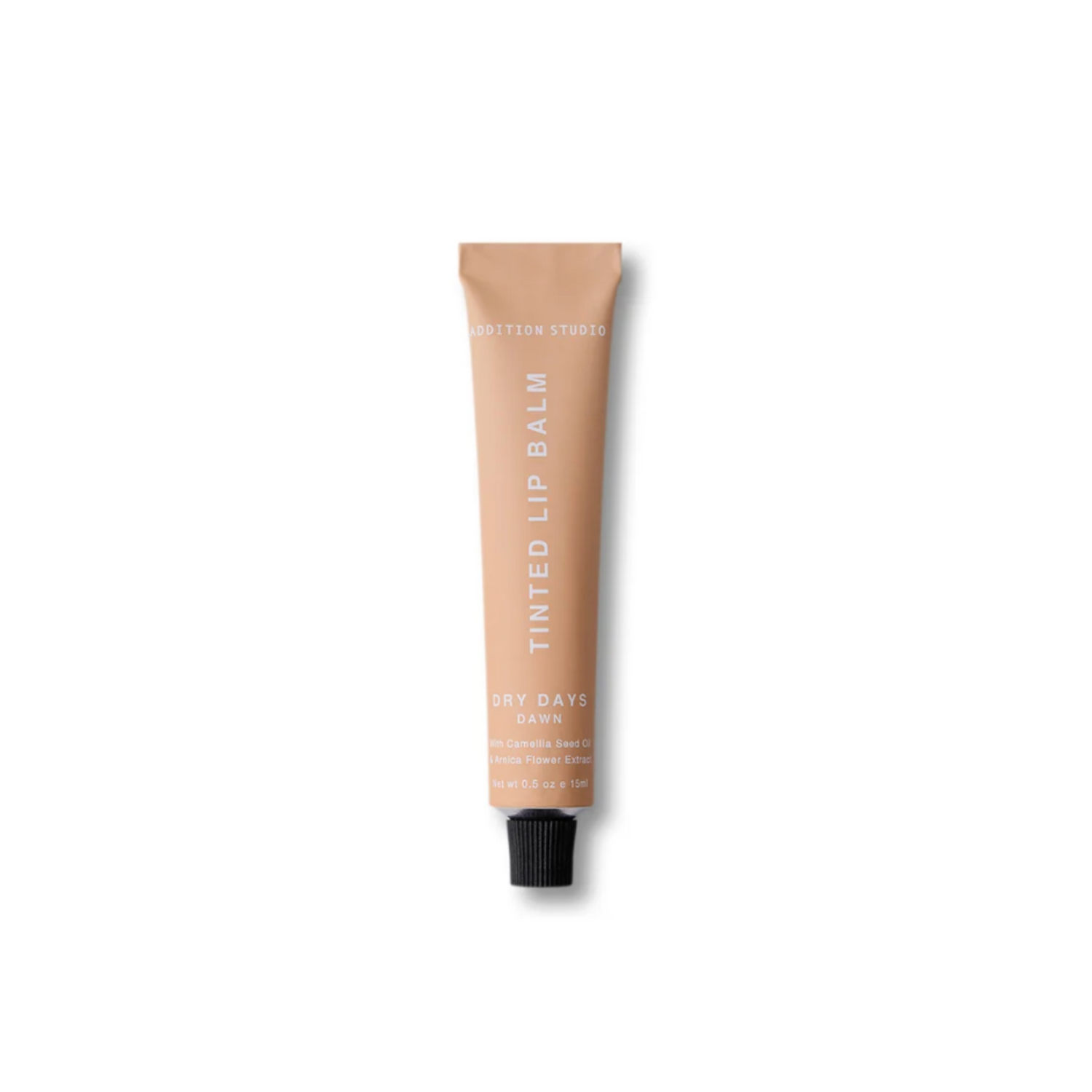 Tinted lip balm tube on a white background