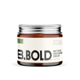 Amber glass jar with aluminium lid containing natural deodorant cream.