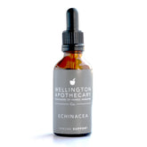 An amber glass bottle of Echinacea Immune Support Tonic. 