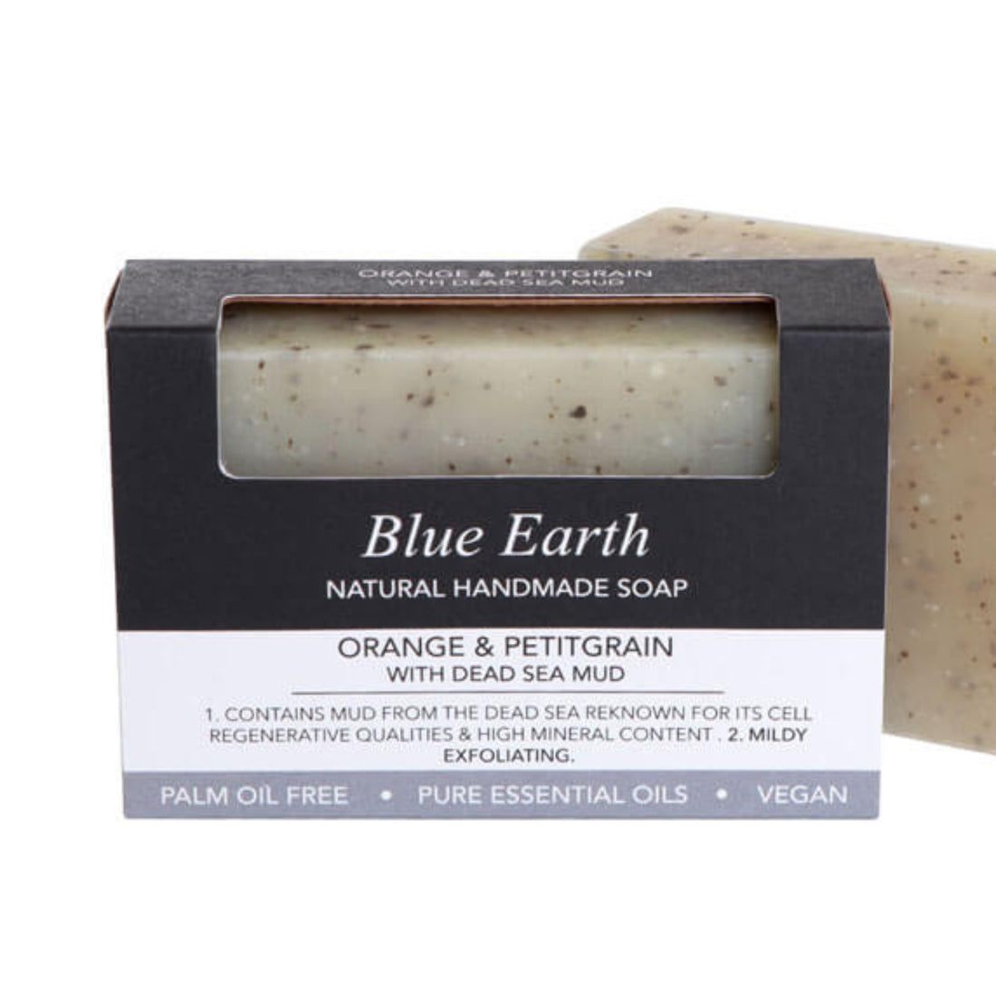 Orange and Petitgrain with Dead Sea mud soap bars made by Blue Earth.