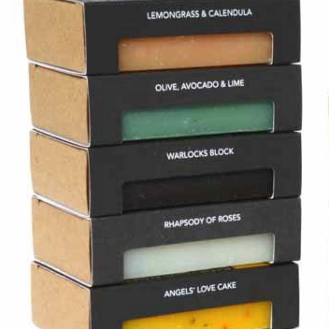 Five Blue Earth soap bars that make up the soap selection gift box. 