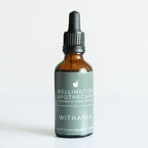 An amber glass 50mL bottle of Withania herbal tonic. 